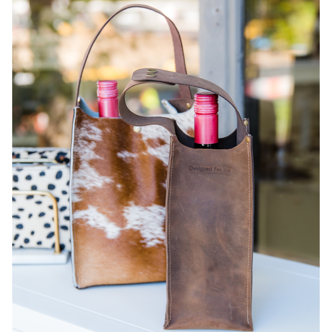 Leather Wine Tote Bag