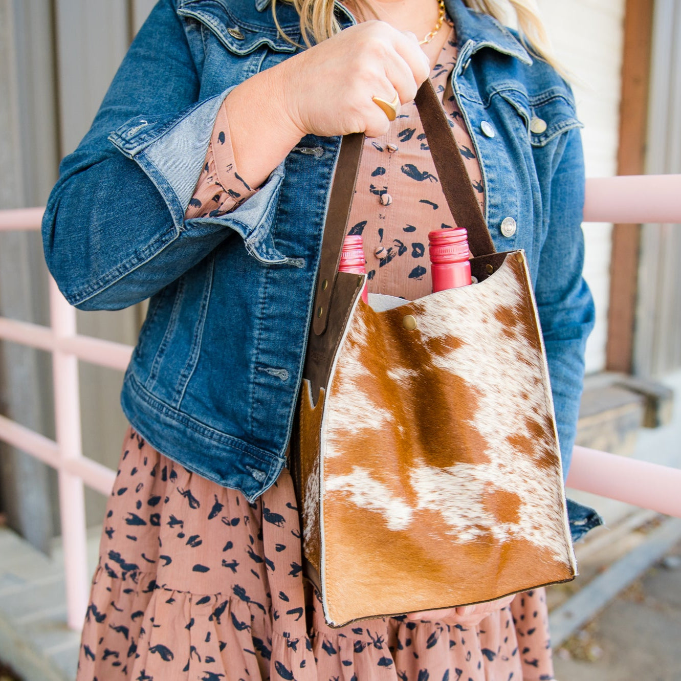 Leather Wine Tote Bag