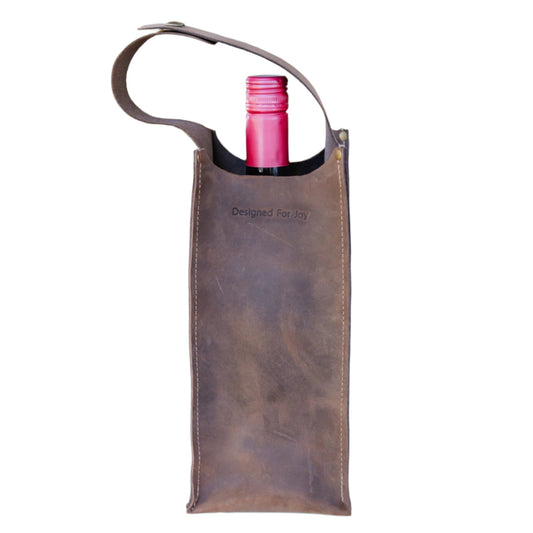 Leather Wine Tote Bag