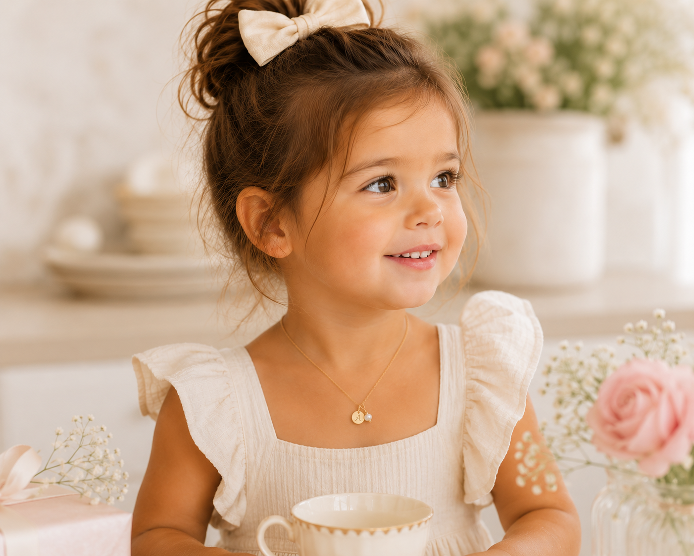Personalized Initial Pearl Necklace for Girls – Sterling Silver or 14k Gold Filled